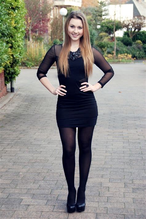 black dress with tights.